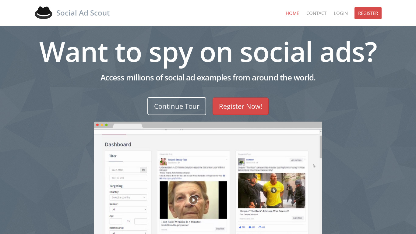 Social Ad Scout Landing page