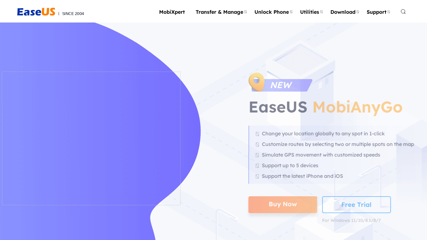 EaseUS MobiAnyGo Landing page