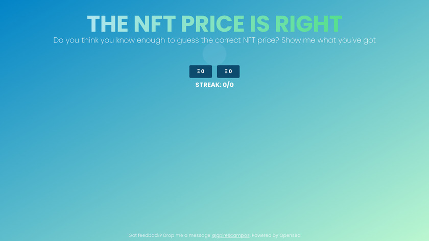 The NFT Price is Right Landing Page