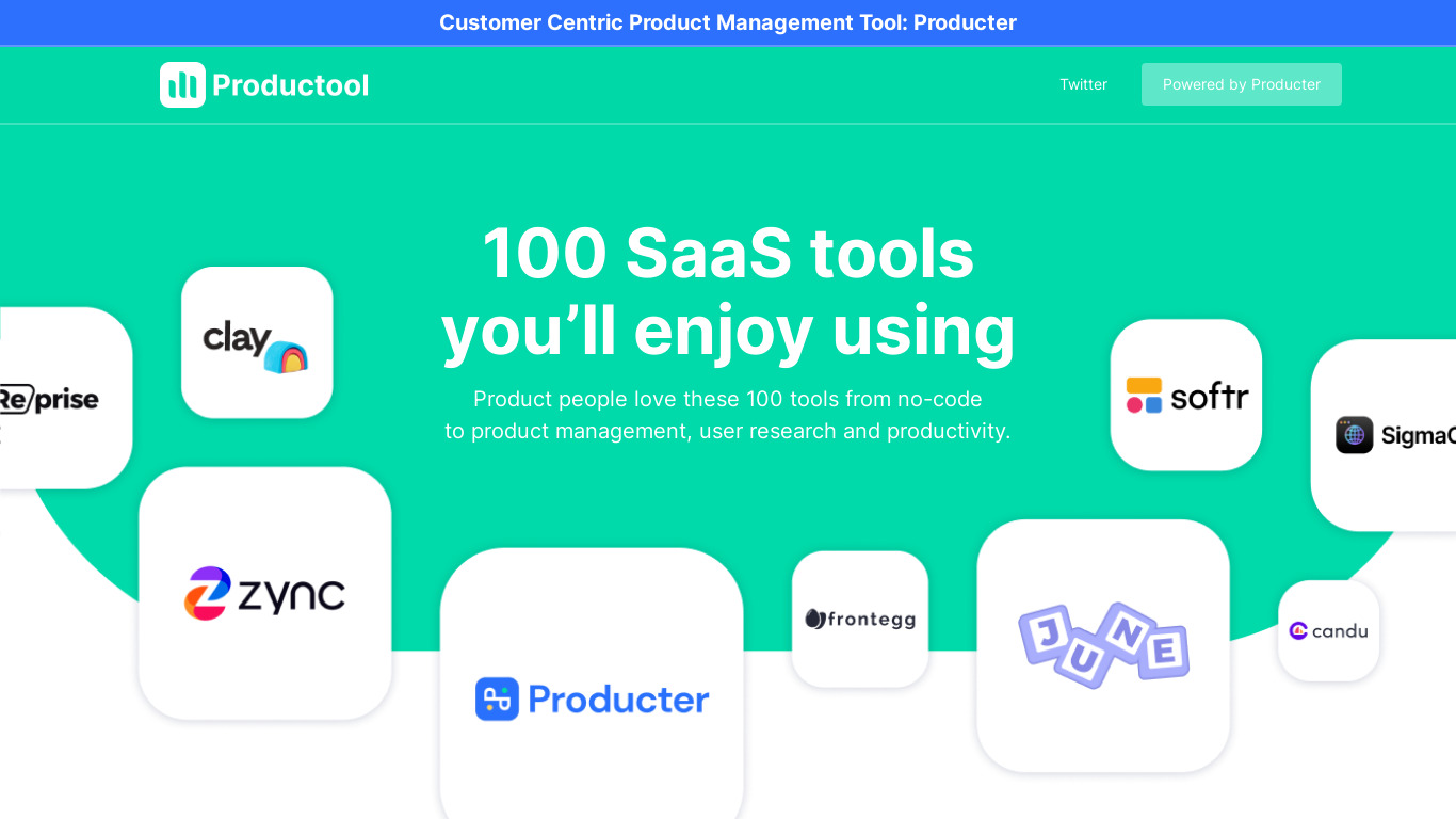 Productool Landing page