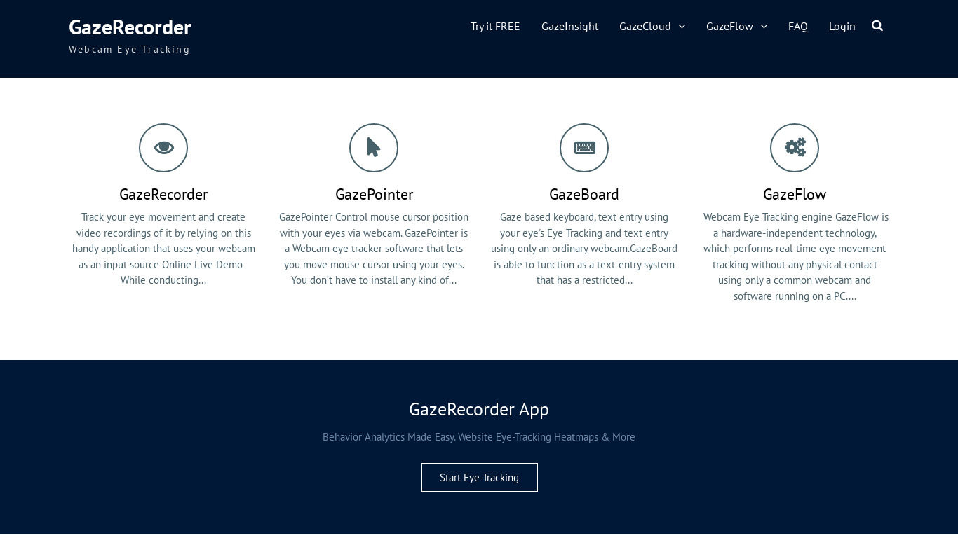 GazeRecorder Landing page