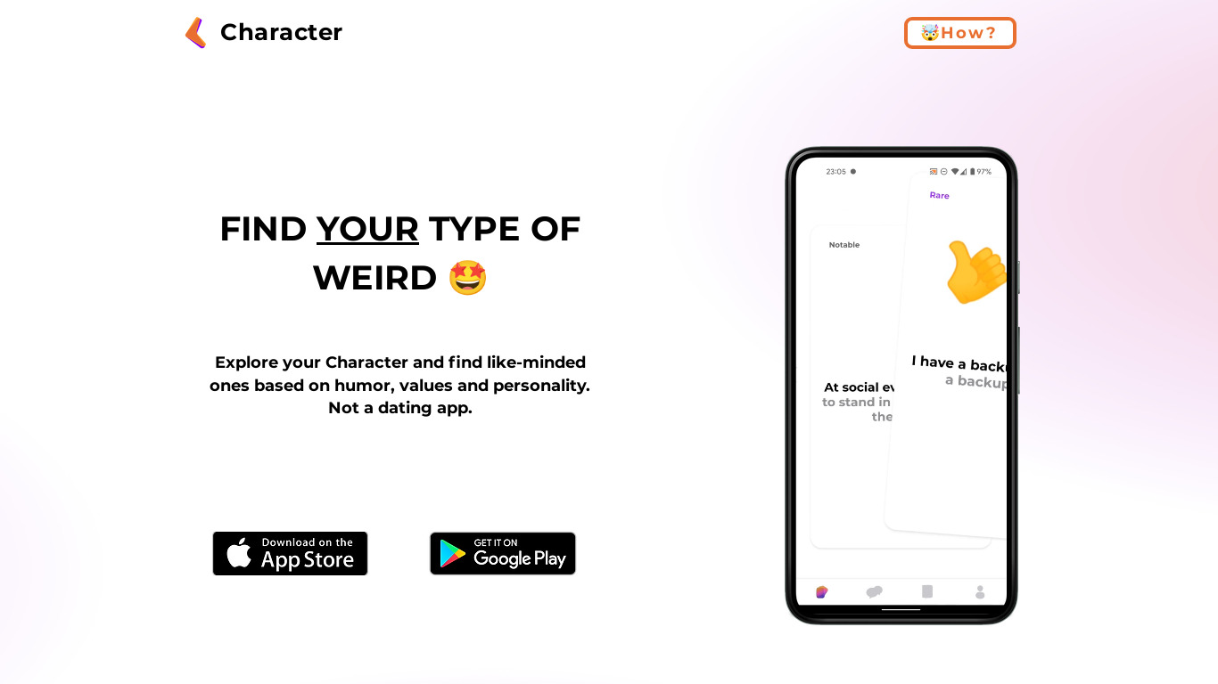 Character Landing page