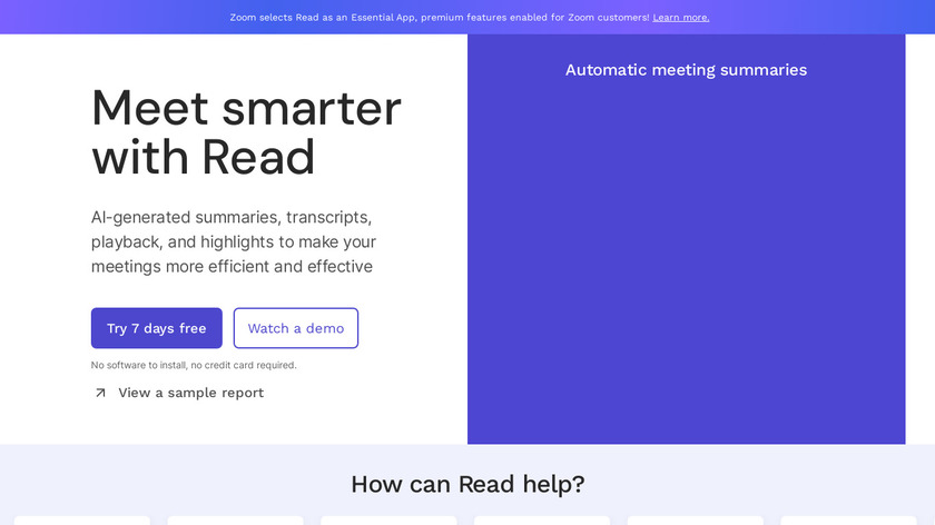 Read Dashboard Landing Page