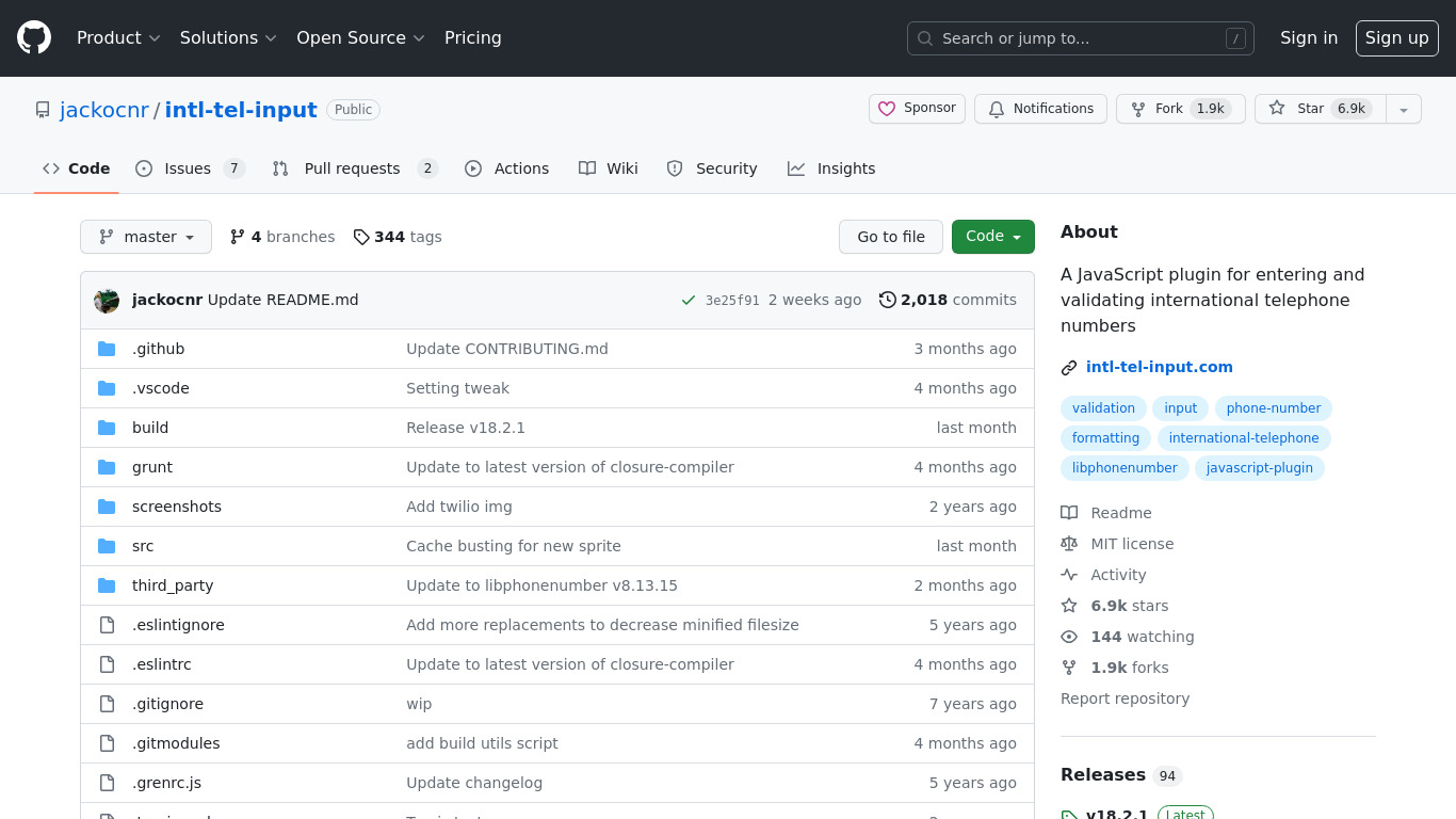 intl-tel-input Landing page