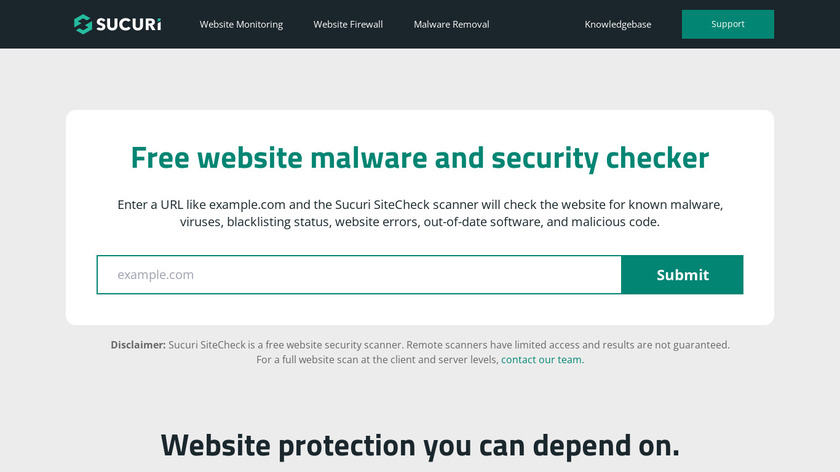 Sucuri Security Scanner Landing Page