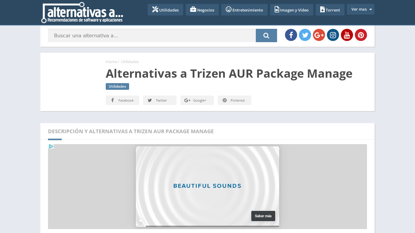 Trizen AUR Package Manage Landing page