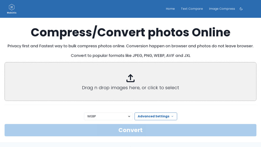 WebUtils Image Compress Landing Page