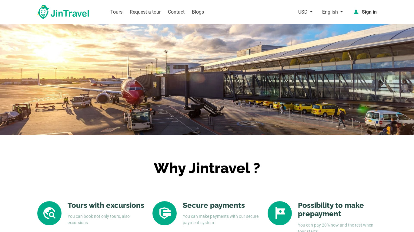Jintravel Landing page