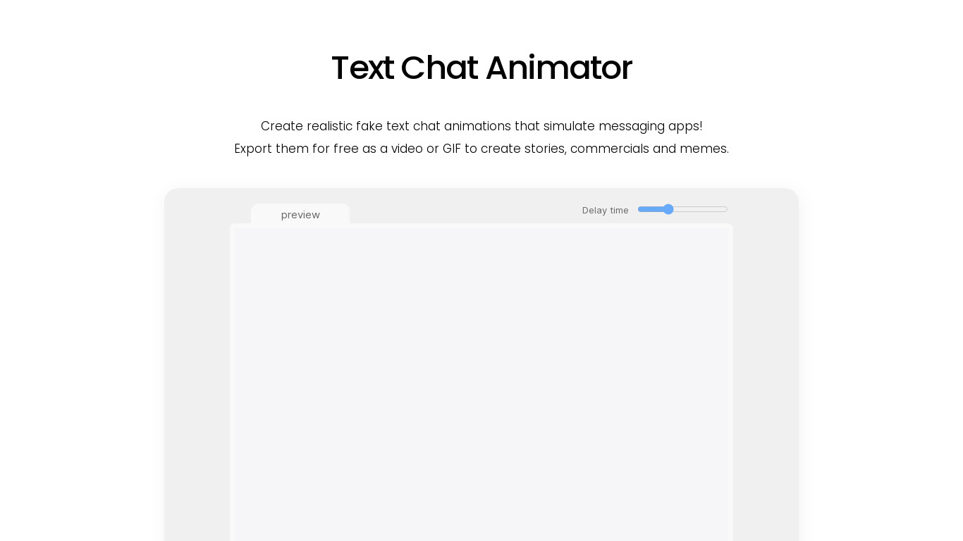 Text Chat Animator Landing page