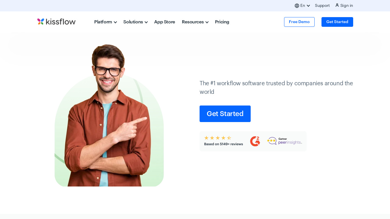 Kissflow Workflow Landing page