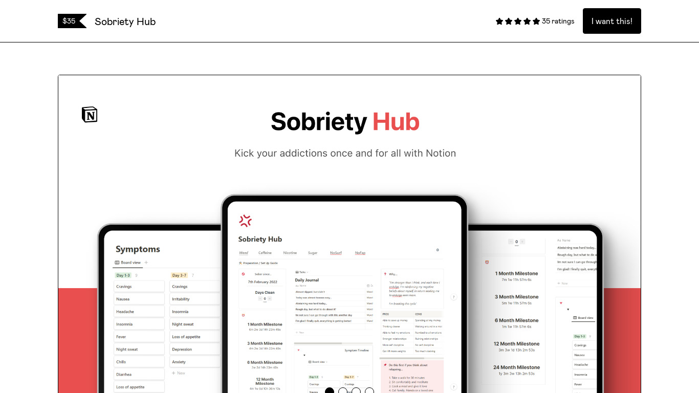 Sobriety Hub Landing page