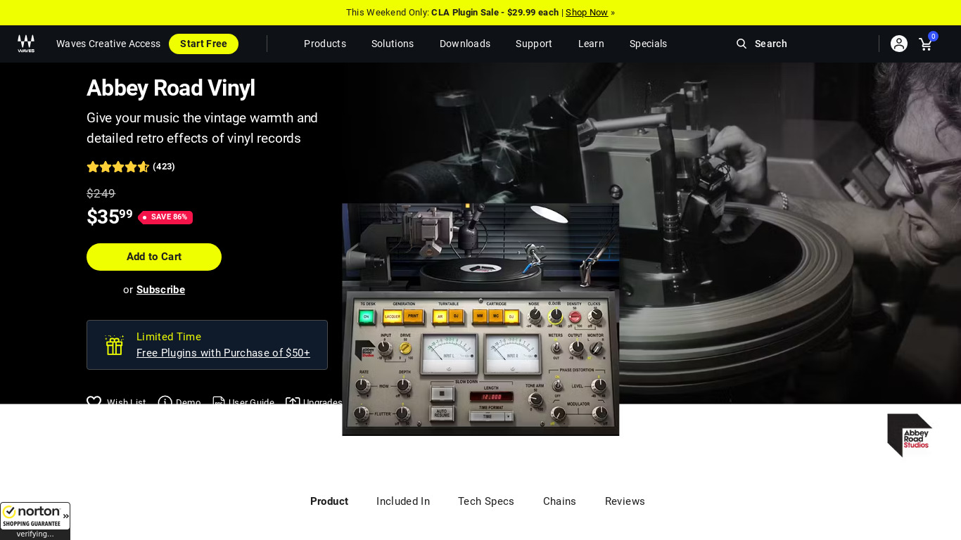 Waves Abbey Road Vinyl Landing page