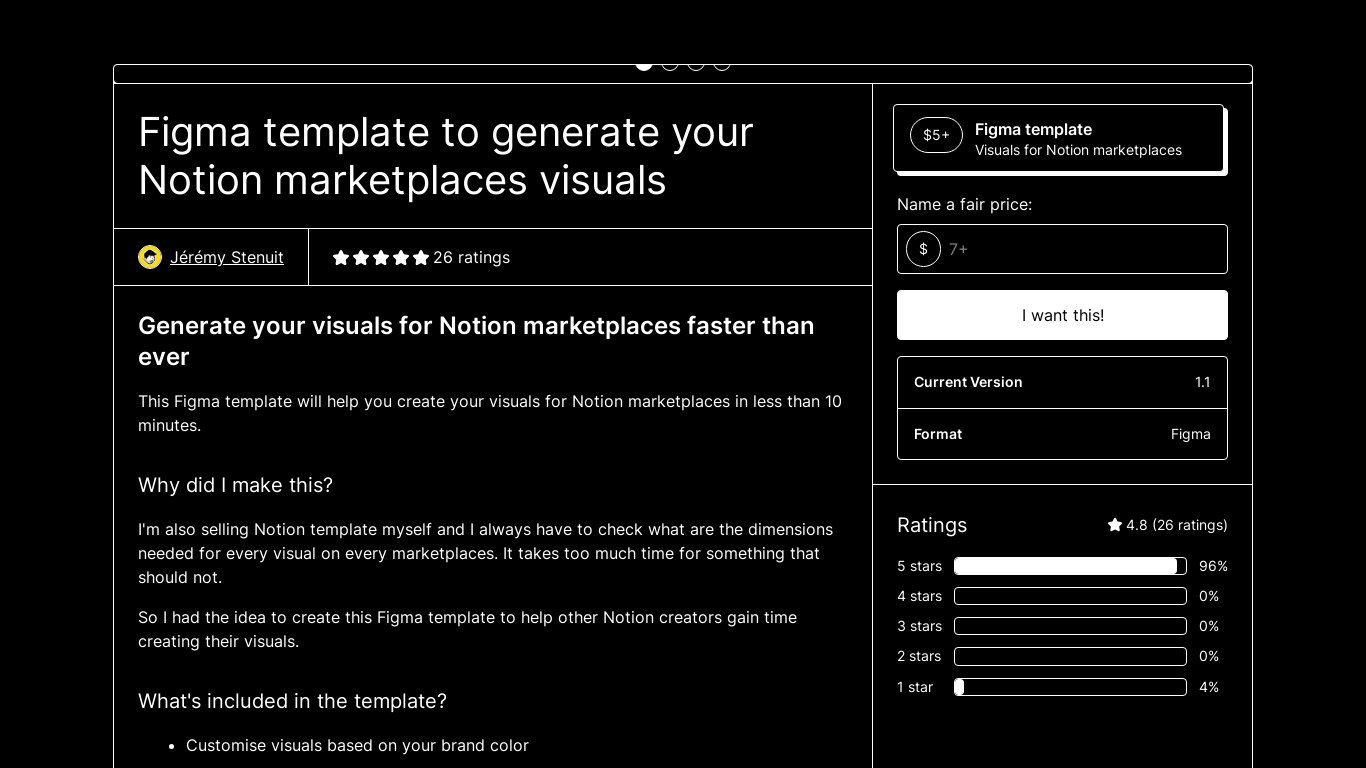 Figma Template for Notion Creators Landing page