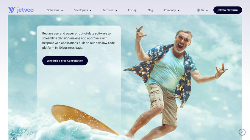 Jetveo Platform and App Builder Landing Page