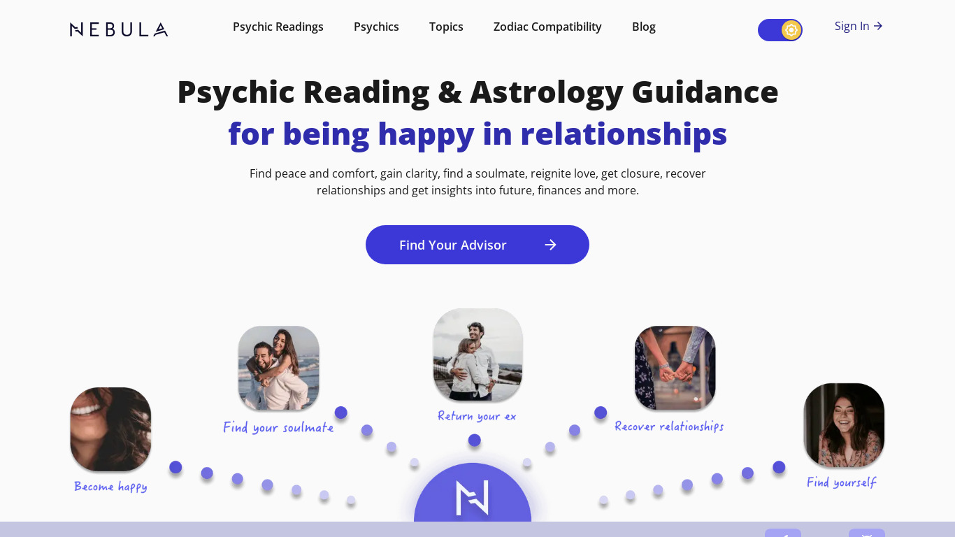 Nebula Horoscope Landing page