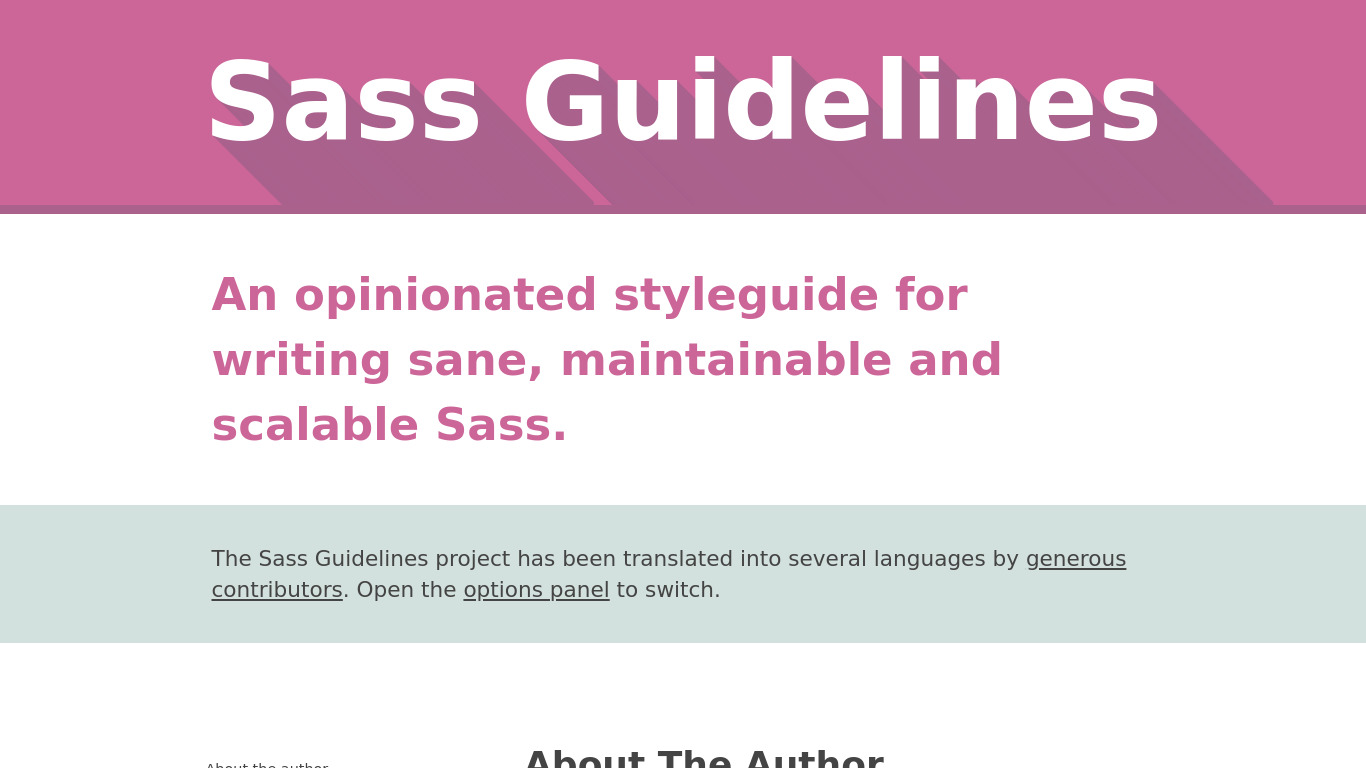 Sass Guidelines Landing page