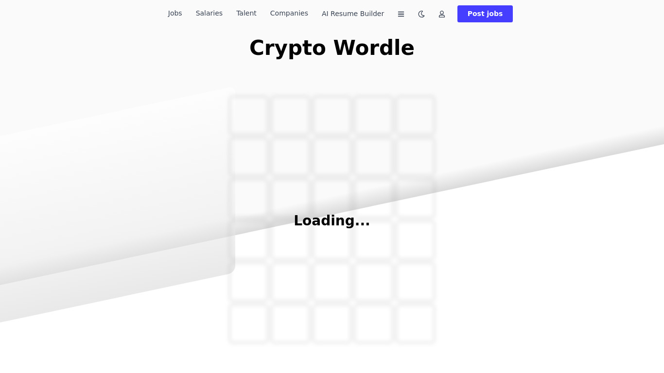 Crypto Wordle Landing page