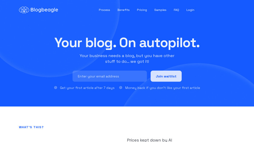 Blogbeagle Landing Page