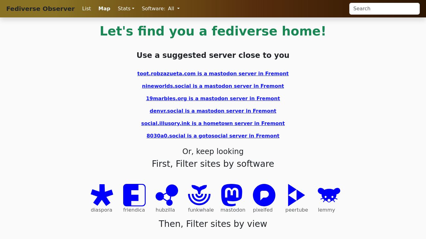 Fediverse Search Landing page