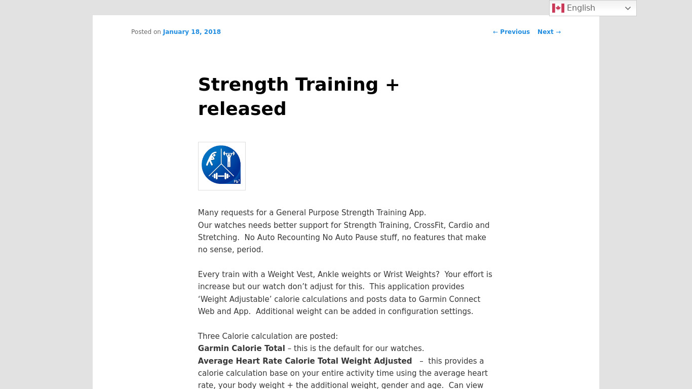 Strength Training & Gym Log Landing page