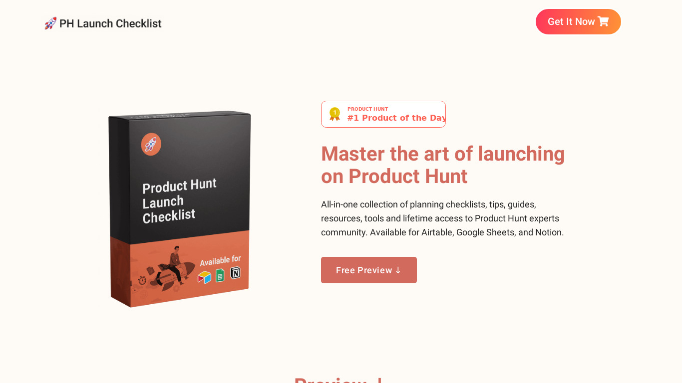 Product Hunt Launch Checklist Landing page