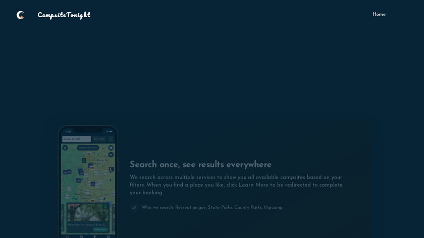 CampsiteTonight App Landing Page