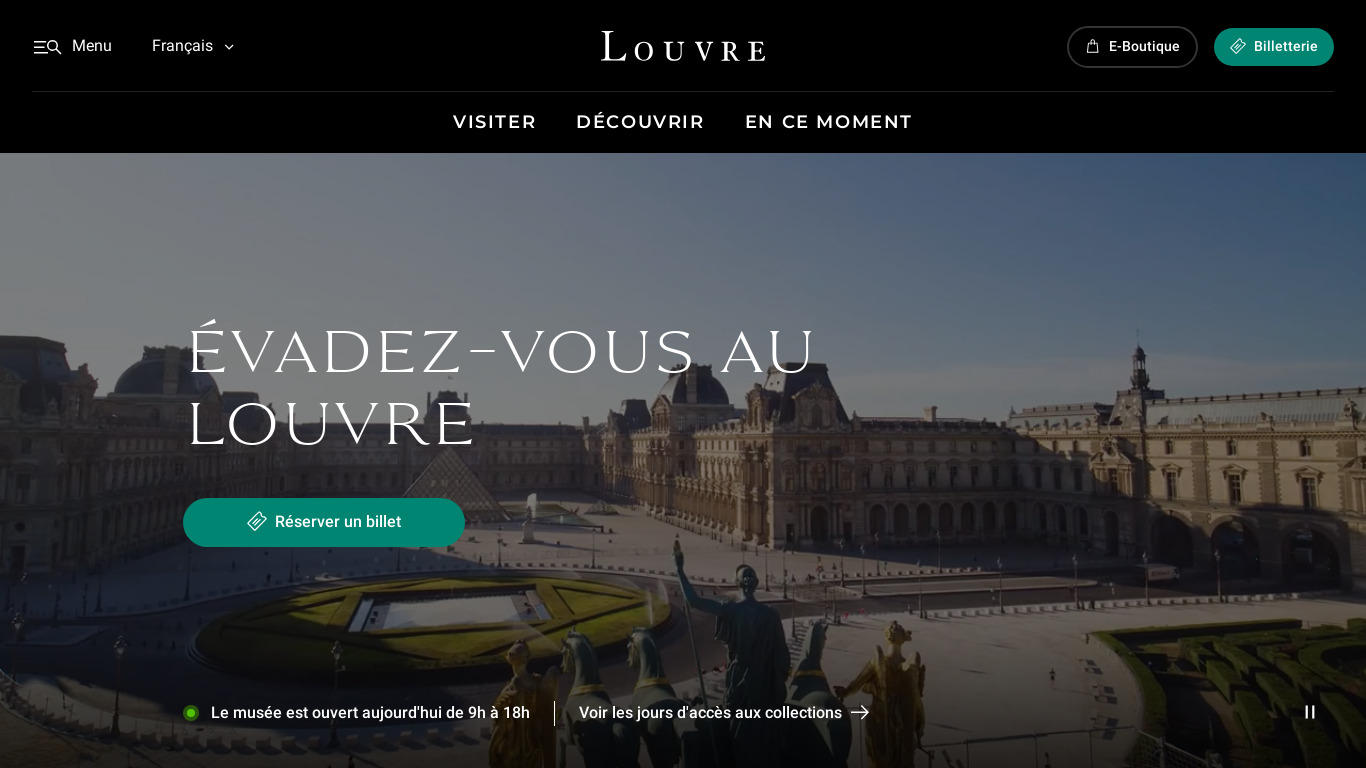 Musée du Louvre Landing page