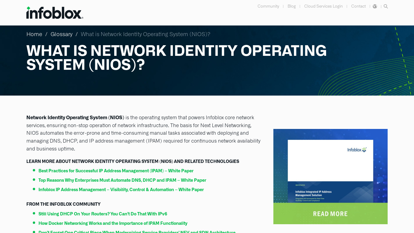 Infoblox NIOS Landing page