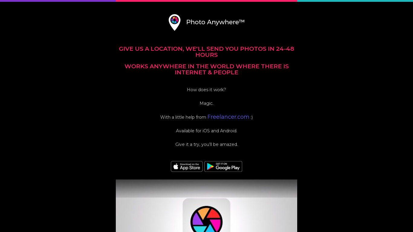 Photo Anywhere Landing page