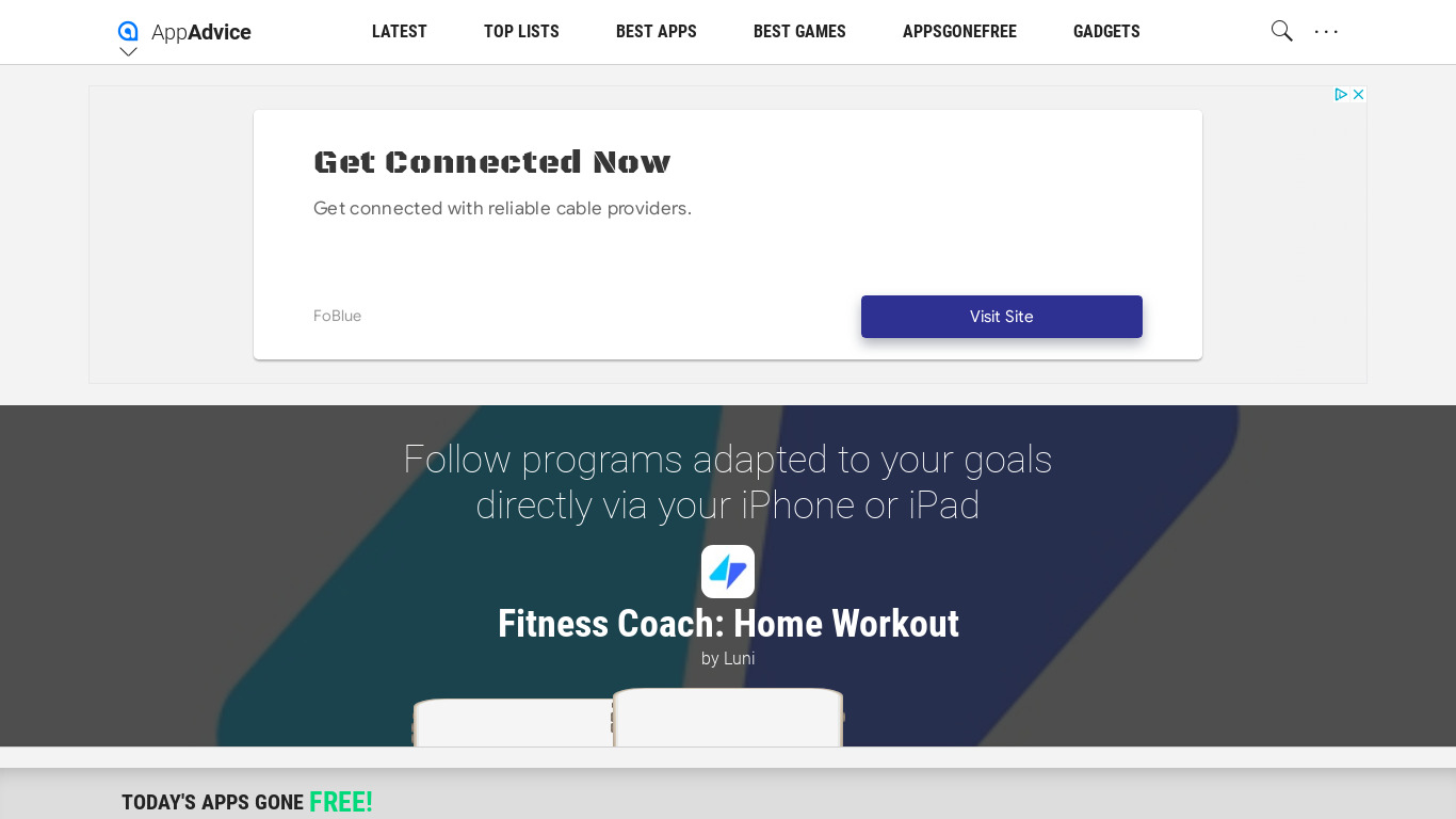 Fitness Coach: Home Workout Landing page
