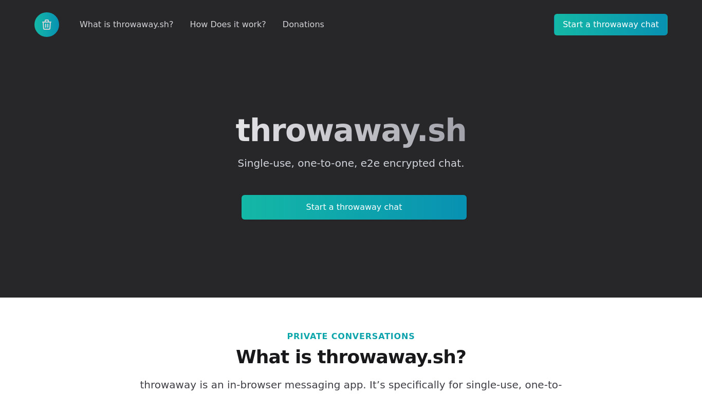 throwaway Landing page