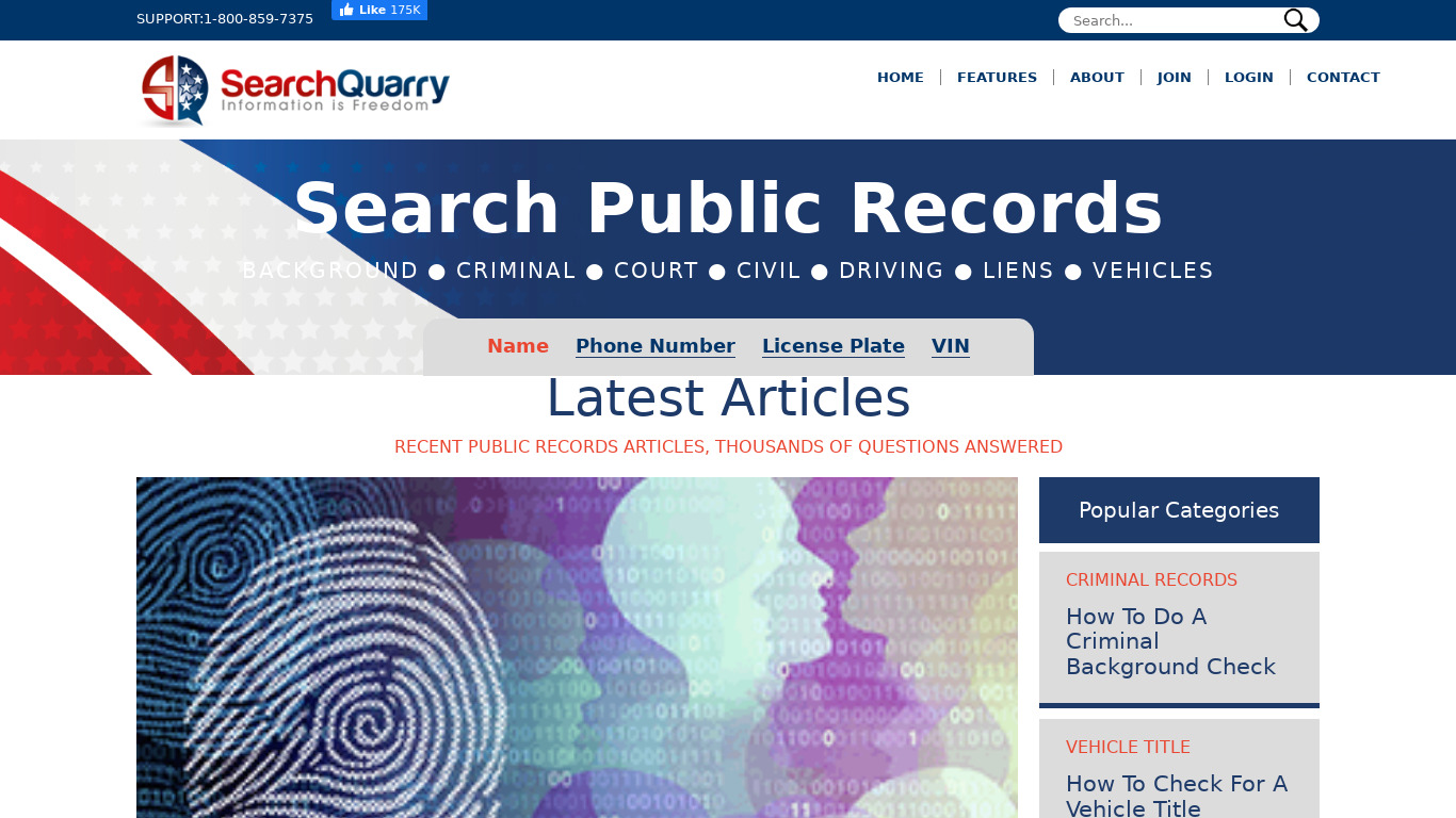 SearchQuarry Landing page
