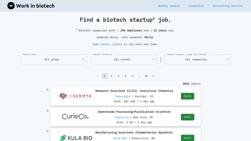 Work in biotech Landing Page