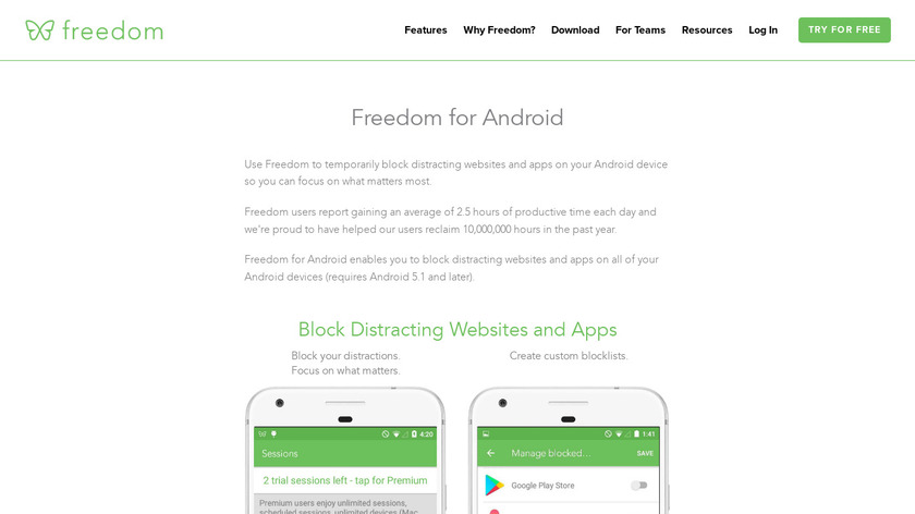 Freedom Android Landing Page