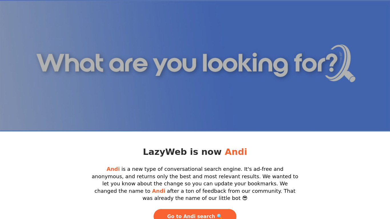 LazyWeb Landing page