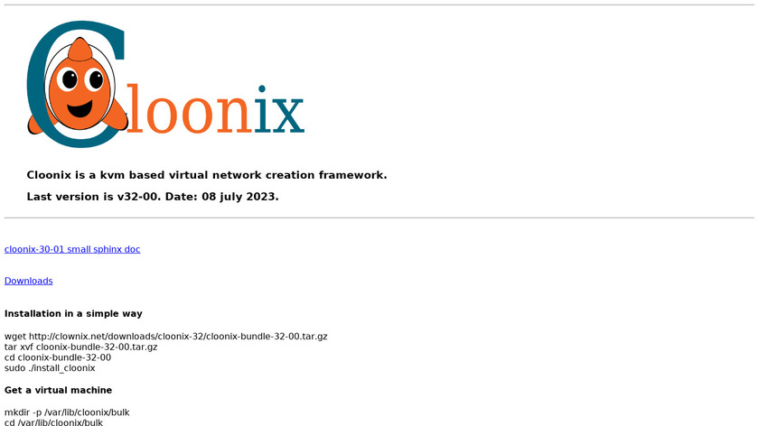 Cloonix Landing Page