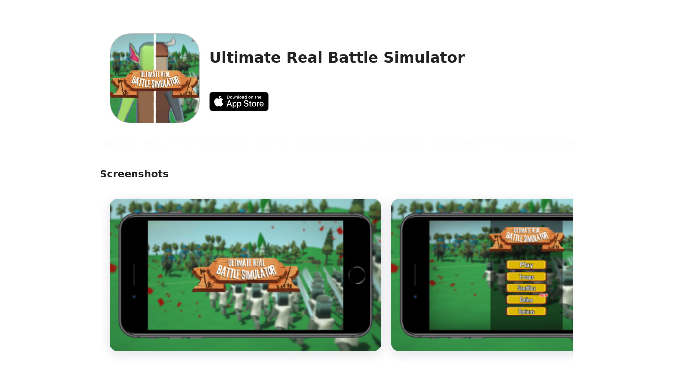 Totally Accursed Battle Simulator Landing page