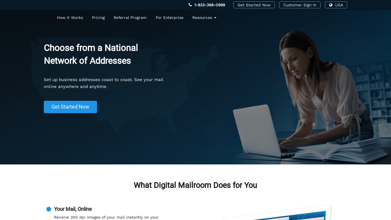 Digital Mailroom Landing page