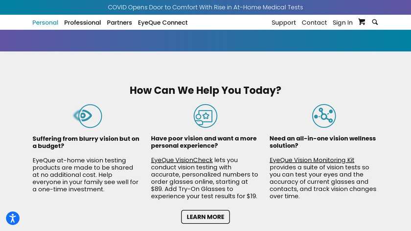 EyeQue PDCheck Landing Page