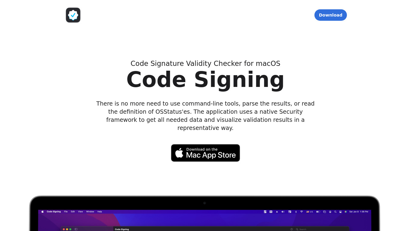 Code Signing Landing page