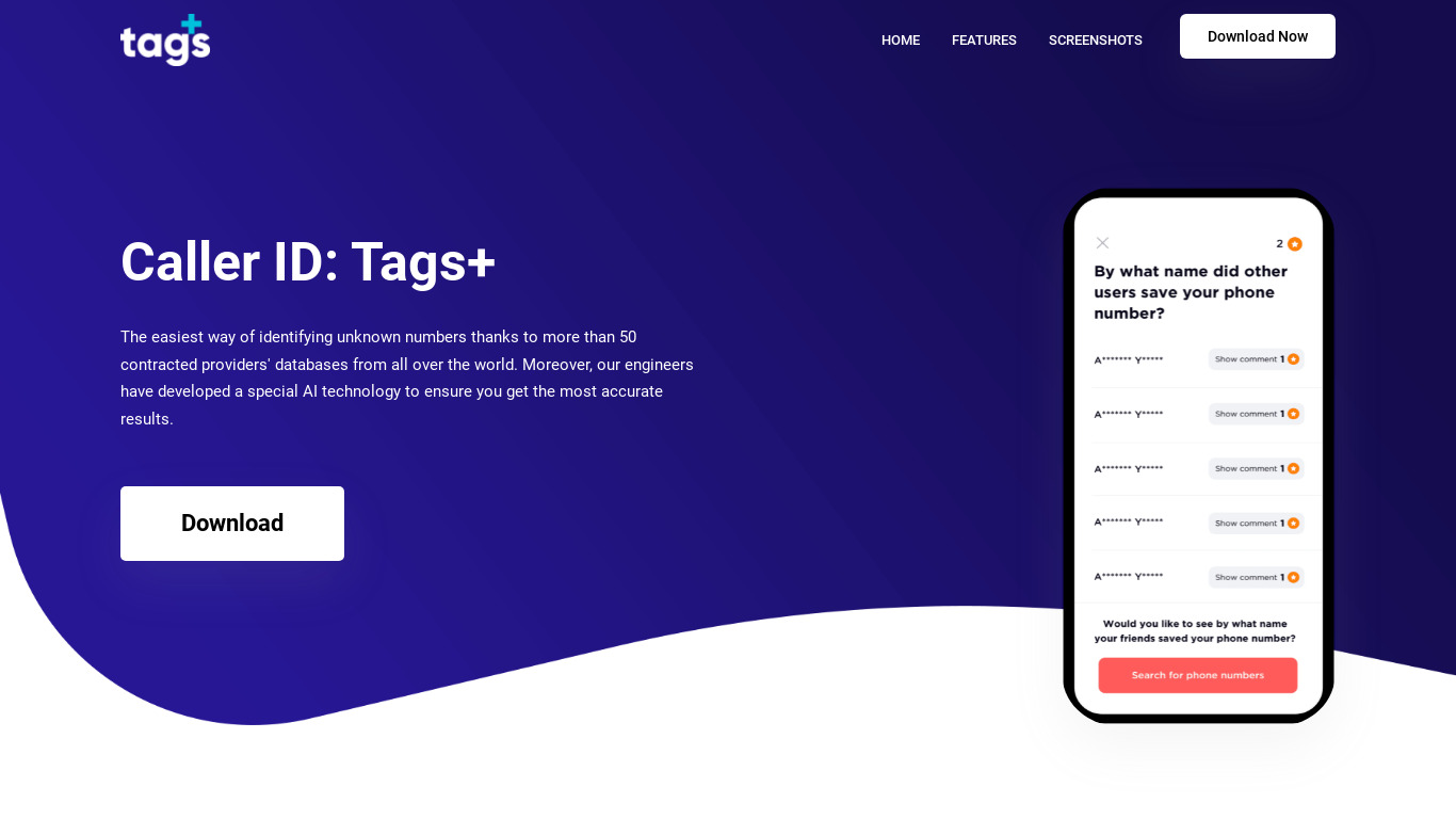 Tags+ Landing page