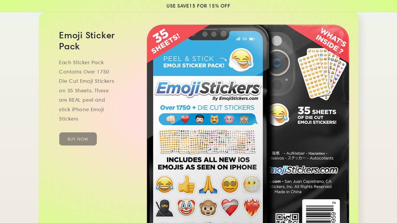 Emoji Stickers Landing page