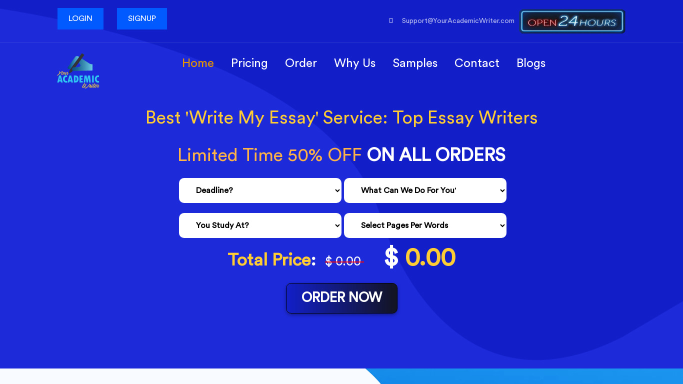Your Academic Writer Landing page