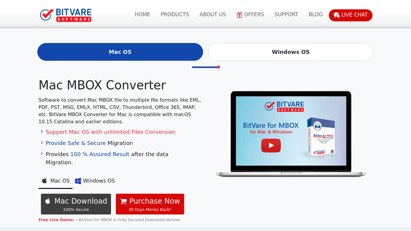 Bitvare MBOX Converter Landing Page