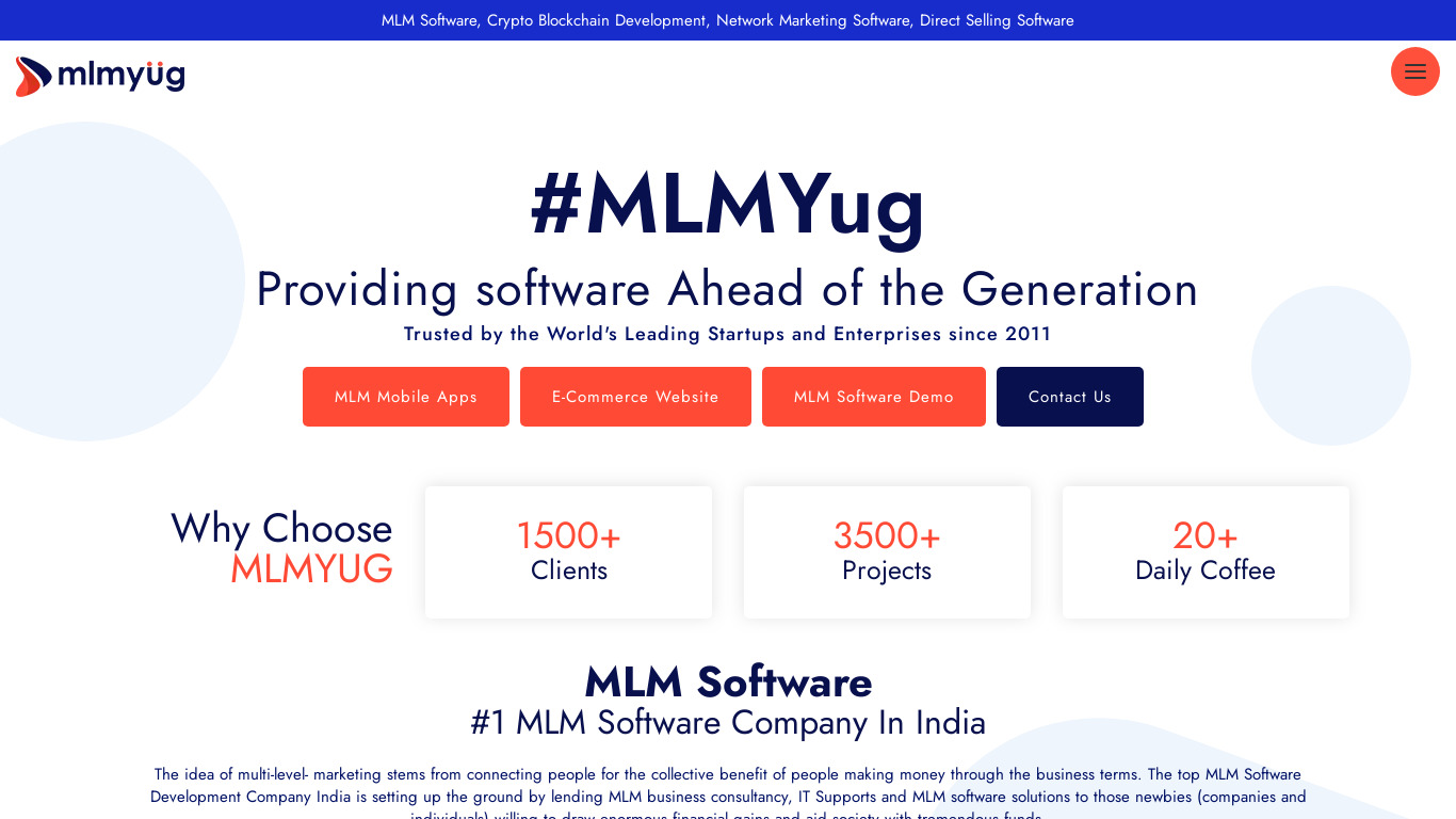 MLMYug Landing page