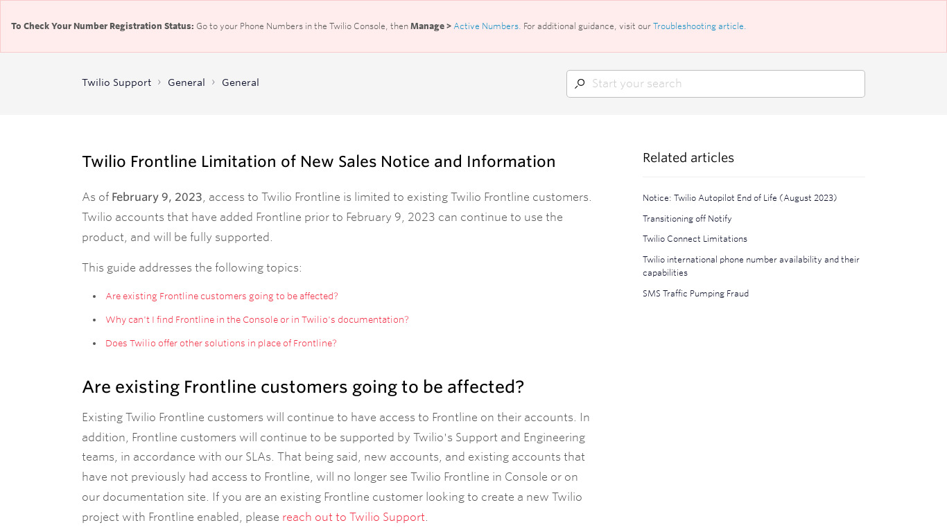Twilio Frontline Landing page