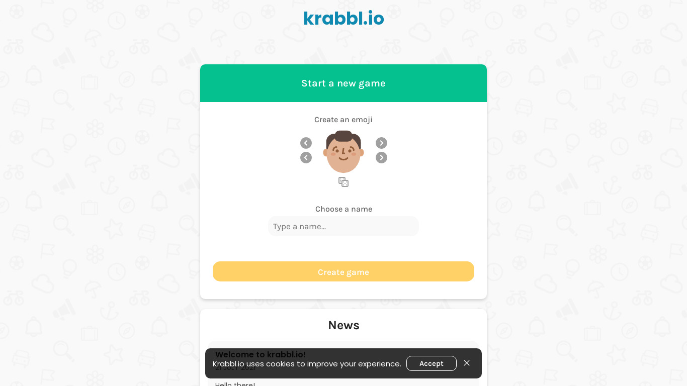 Krabbl.io Landing page
