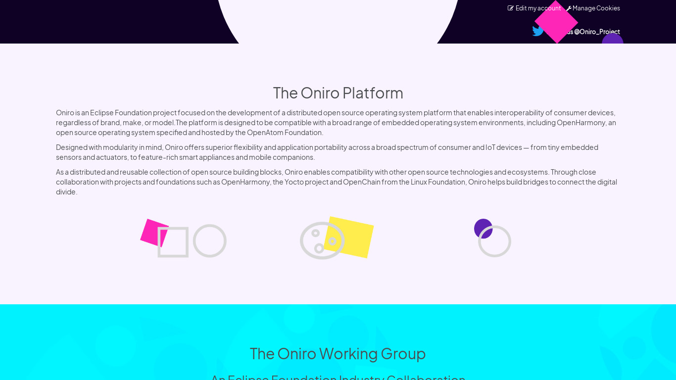 Oniro Landing page