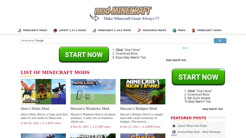 Mod-minecraft.net Landing Page