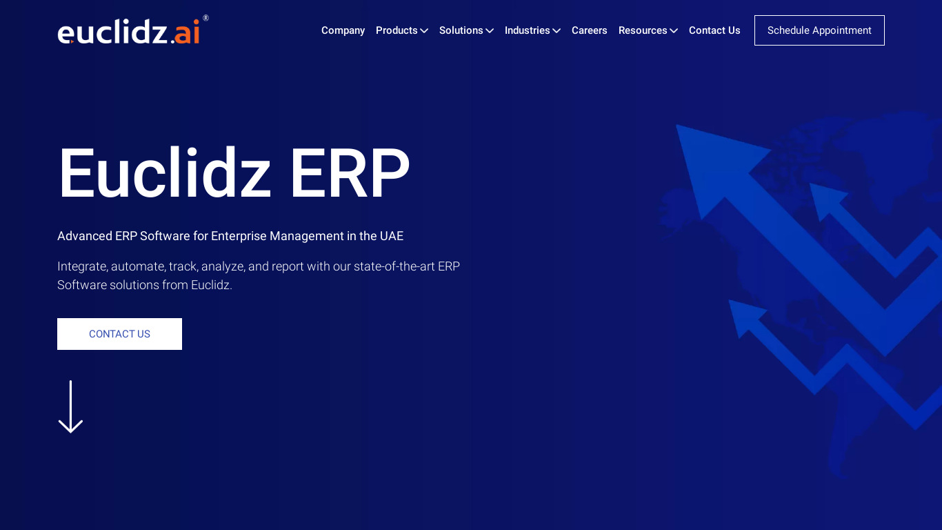 Euclidz ERP Landing page